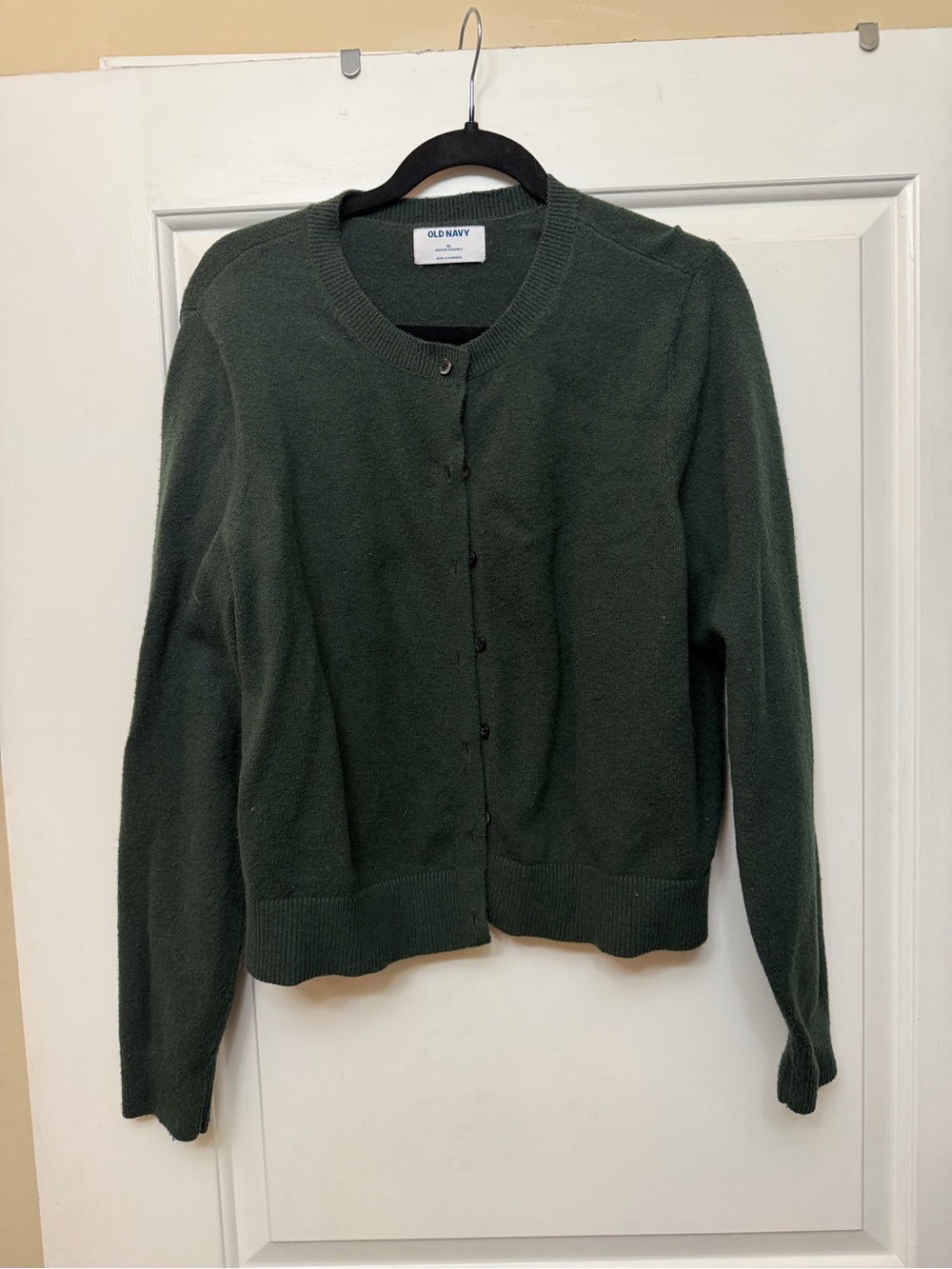 Old Navy Women's Forest Green Button-Front Crewneck Cardigan
